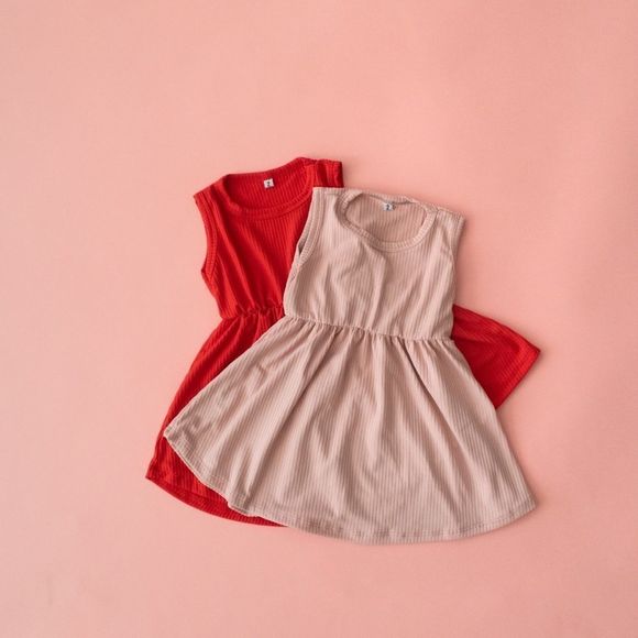 💖Handmade Ribbed Toddler Tank Dress PINK - Picture 4 of 4